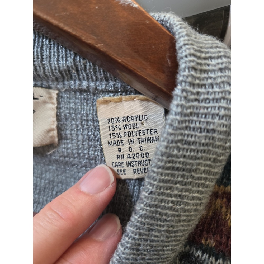 Vintage Heming Way Point Wool Cardigan Vest Women's Large Fair Isle - Picture 5 of 6